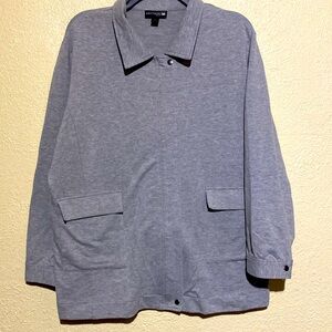 Anthony Sweater Sweat Shirt Jacket PXL Light Gray Stretchy Zip Up Pockets Cotton